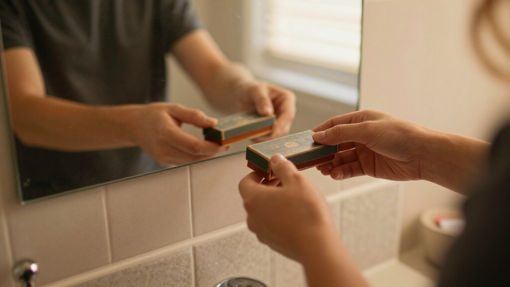 She Put Vintage Matchboxes On Her Tiny Bathroom Mirror, And It’s The Cutest Storage I’ve Seen