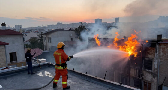 Fire Erupts On Roof Of Ankara Building
