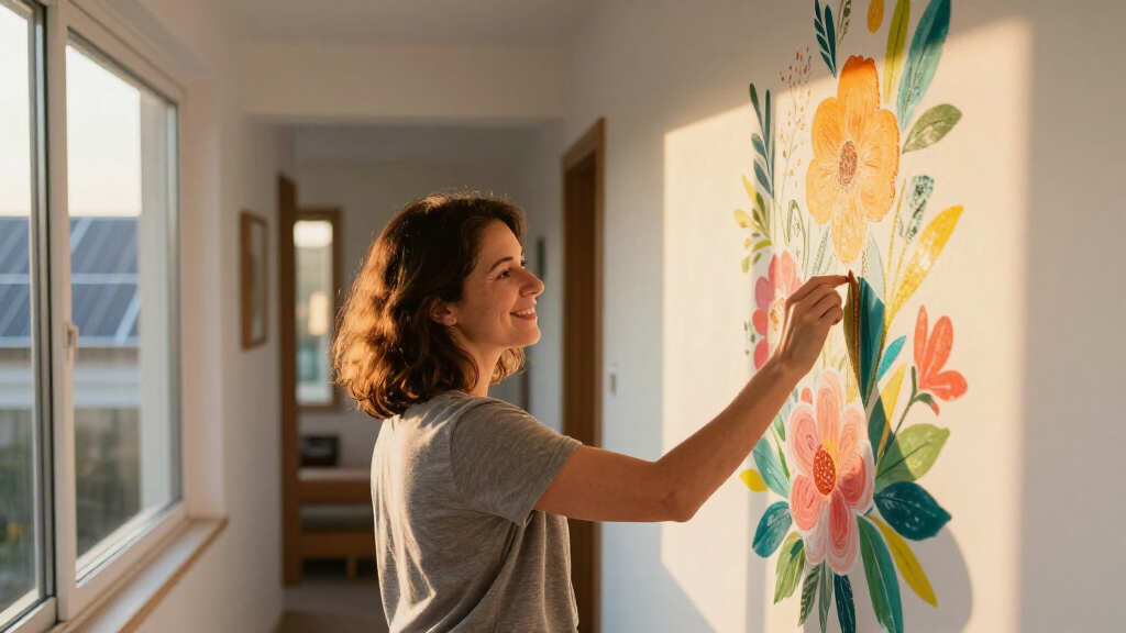 Her Sister Painted Flowers On Her Hallway Walls — Now It’s A Colorful Escape
