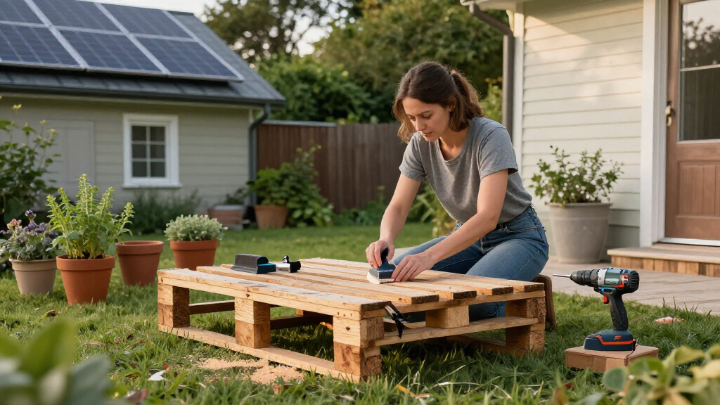 Woman Upcycles Old Wood Pallets Into A Backyard Showpiece With An Impressive DIY